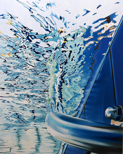 Handlauf gebogen, unter Wasser, 100 x 80 cm, l auf Leinwand, 2018