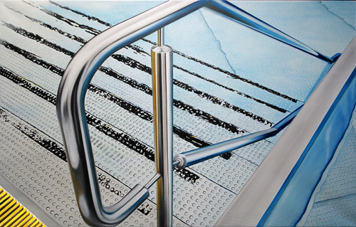 Freibadtreppe, 95 x 150 cm, Öl auf Leinwand, 2021