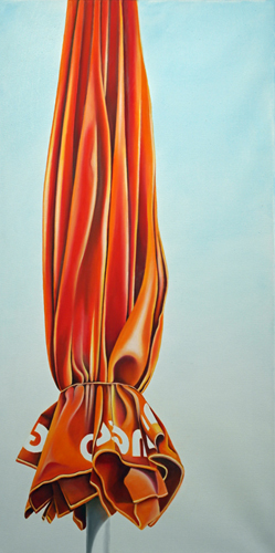 Sonnenschirm orange, 100 x 50 cm, l auf Leinwand, 2022